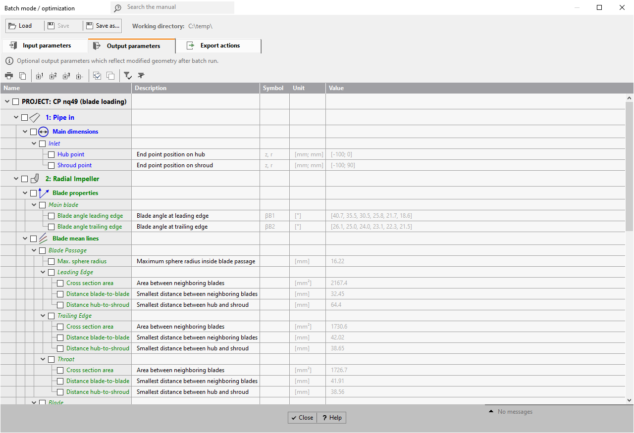 Menü > PROJECT > Additional > Batch mode/ Optimization